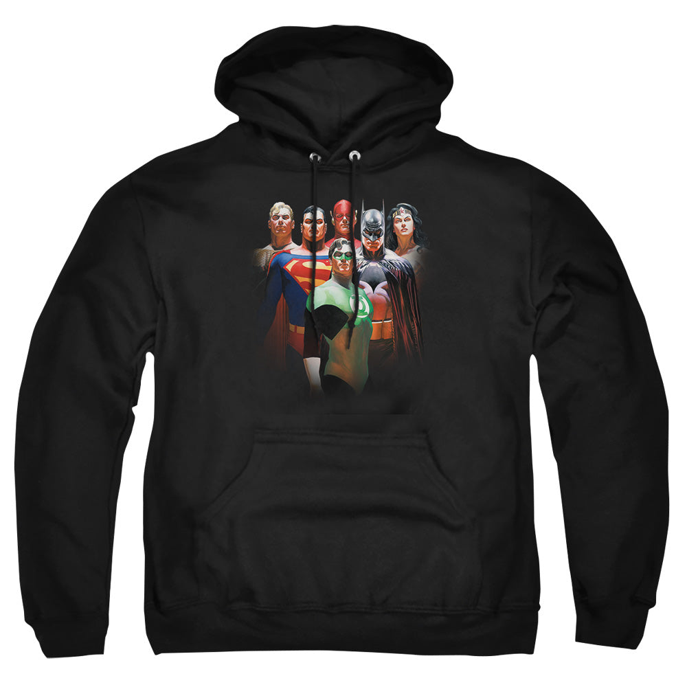 Justice League Of America Roll Call Mens Hoodie Black Officially Licensed