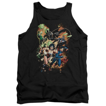 Justice League Battle Ready Mens Tank Top Shirt Black