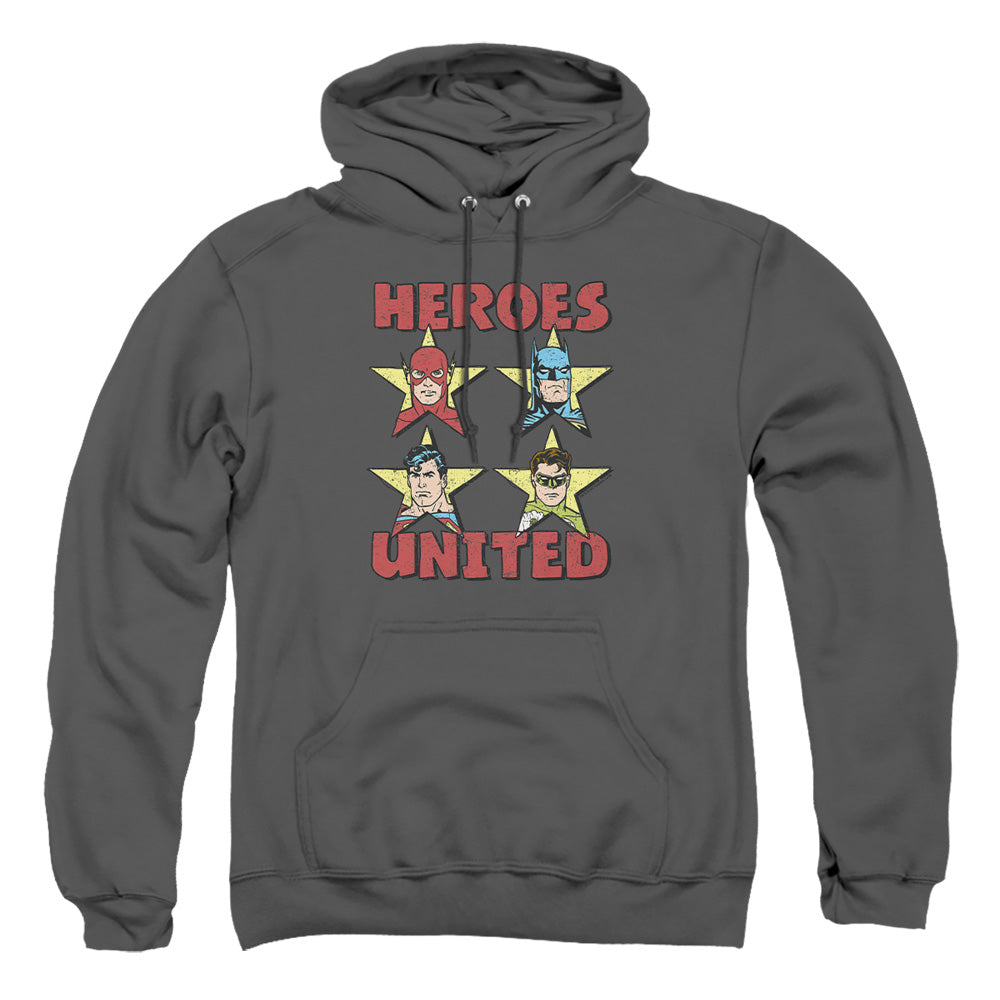 Justice League Of America United Stars Mens Hoodie Charcoal Officially Licensed