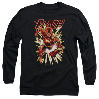 Jla Flash Glow Mens Long Sleeve Shirt Black