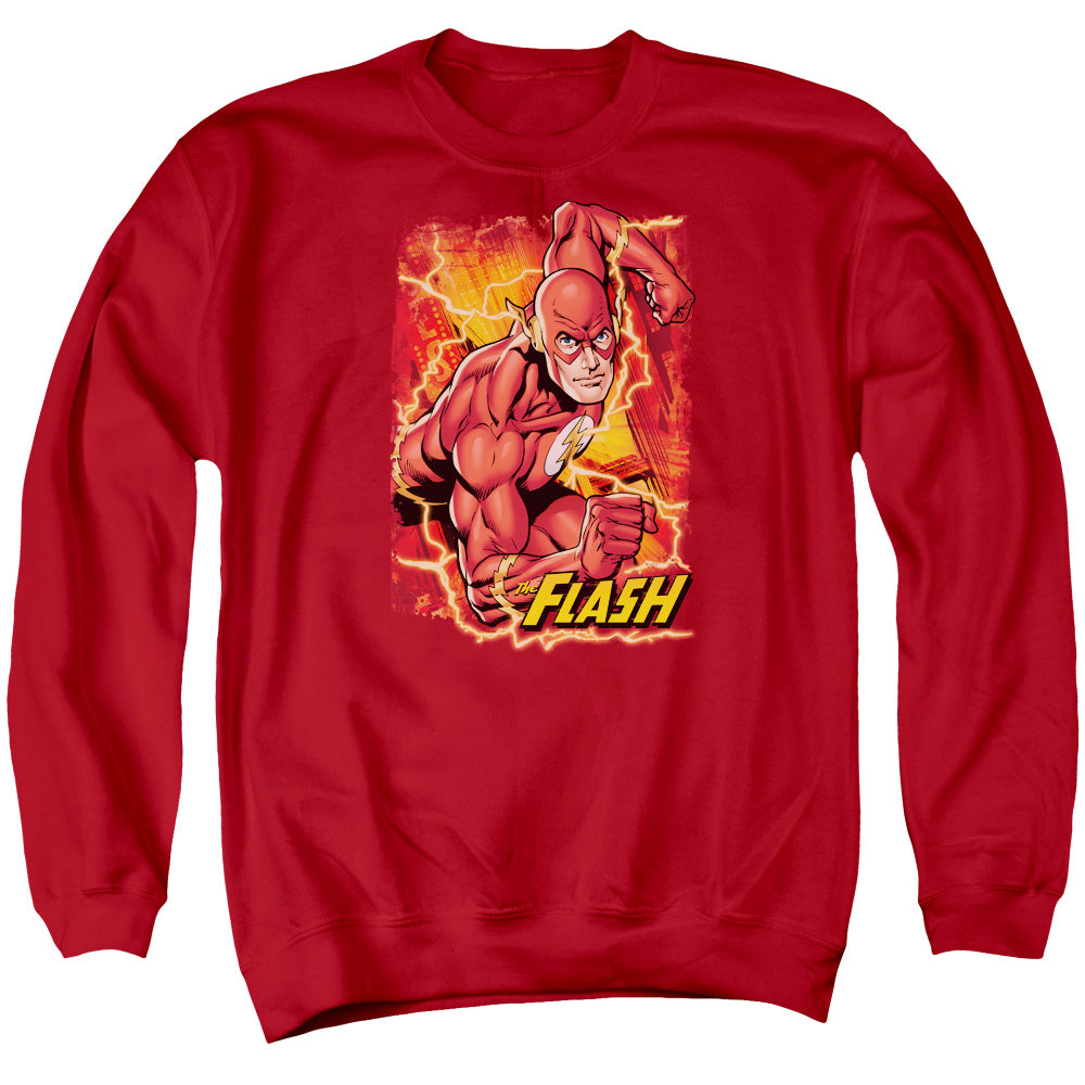 Jla Flash Lightning Mens Crewneck Sweatshirt Red