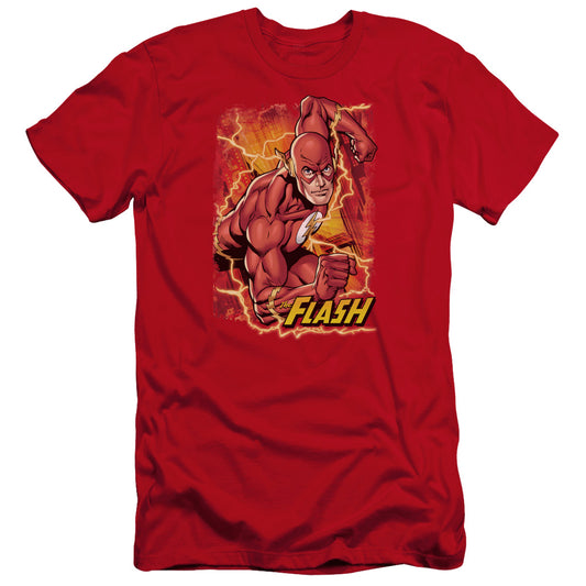 Jla Flash Lightning Premium Bella Canvas Slim Fit Mens T Shirt Red