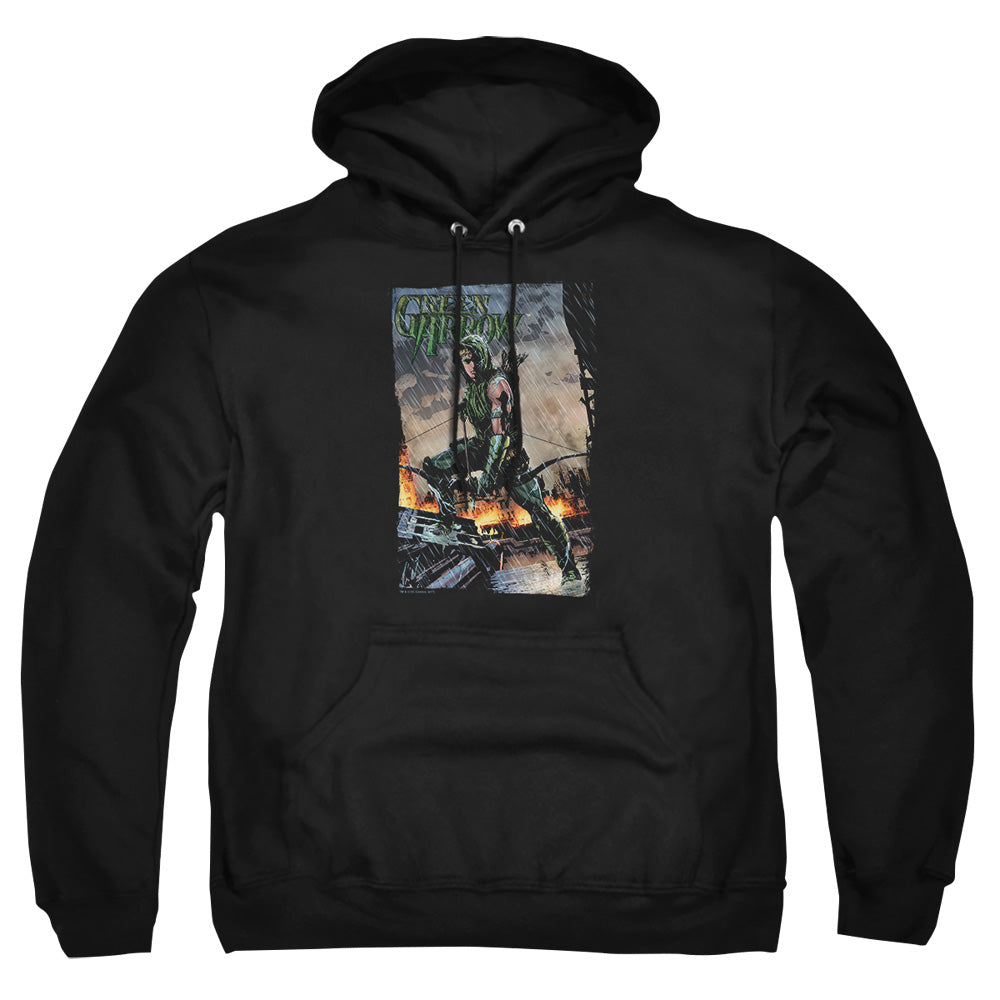Justice League Of America Fire And Rain Mens Hoodie Black Officially Licensed