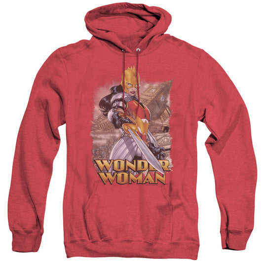 Justice League Of America Wonder Woman Heather Mens Hoodie Red Officially Licensed