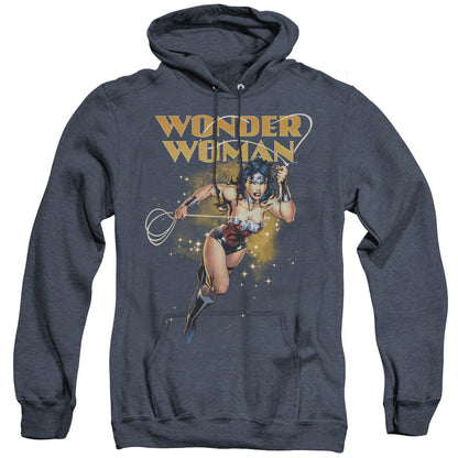 Justice League Of America Star Lasso Mens Heather Hoodie Navy Officially Licensed