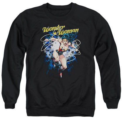 Justice League Of America Starburst Mens Crewneck Sweatshirt Black Officially Licensed