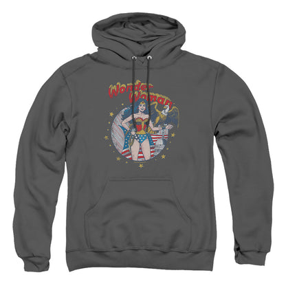 Justice League Of America At Your Service Mens Hoodie Charcoal Officially Licensed