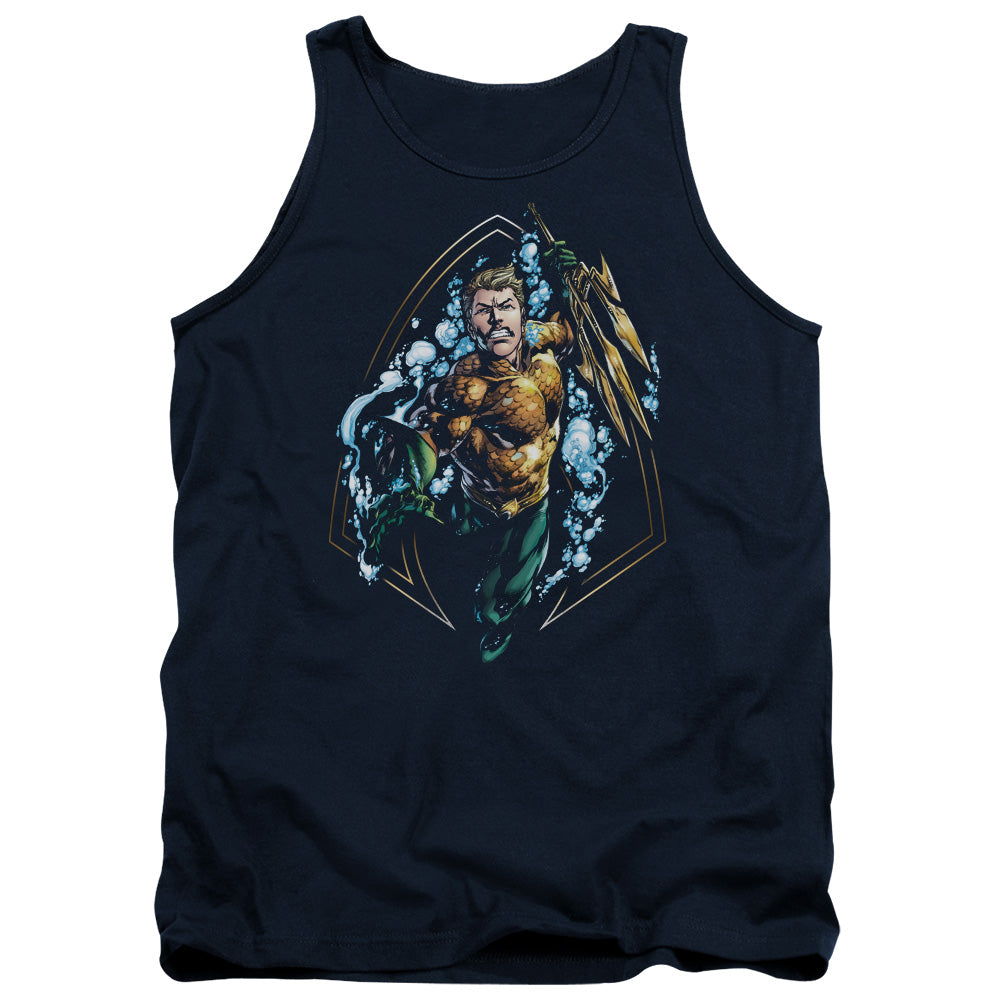 Justice League Assemble Thrashing Mens Tank Top Shirt Navy