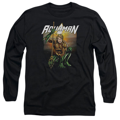 Jla Beach Sunset Mens Long Sleeve Shirt Black Officially Licensed
