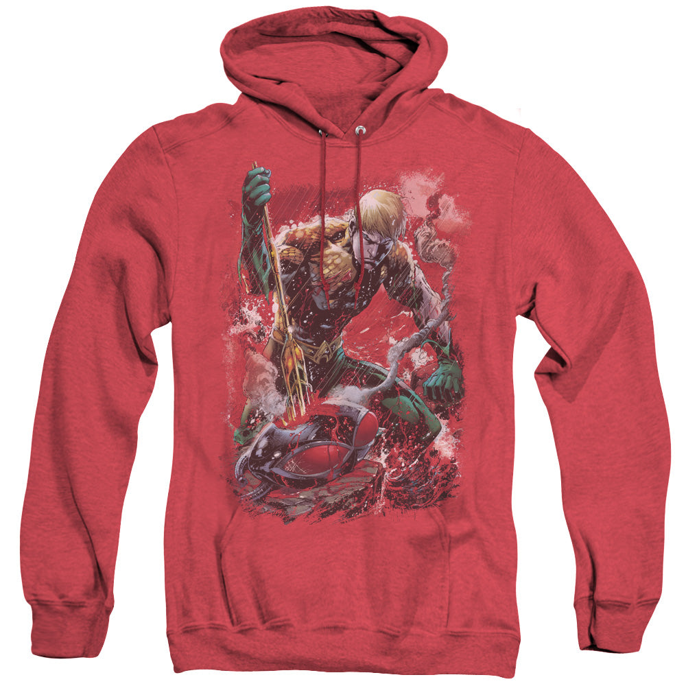 Justice League Of America Finished Mens Heather Hoodie Red Officially Licensed