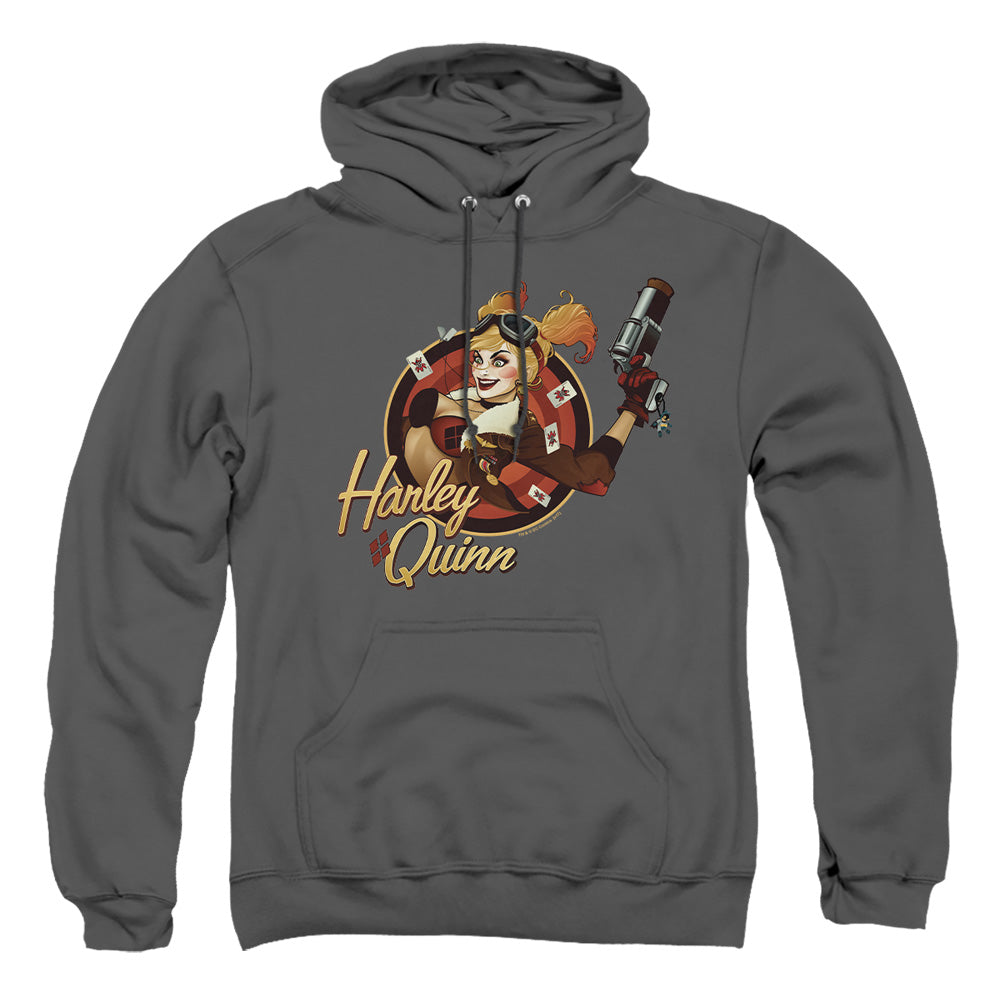 Justice League Of America Harley Bomber Mens Hoodie Charcoal Officially Licensed