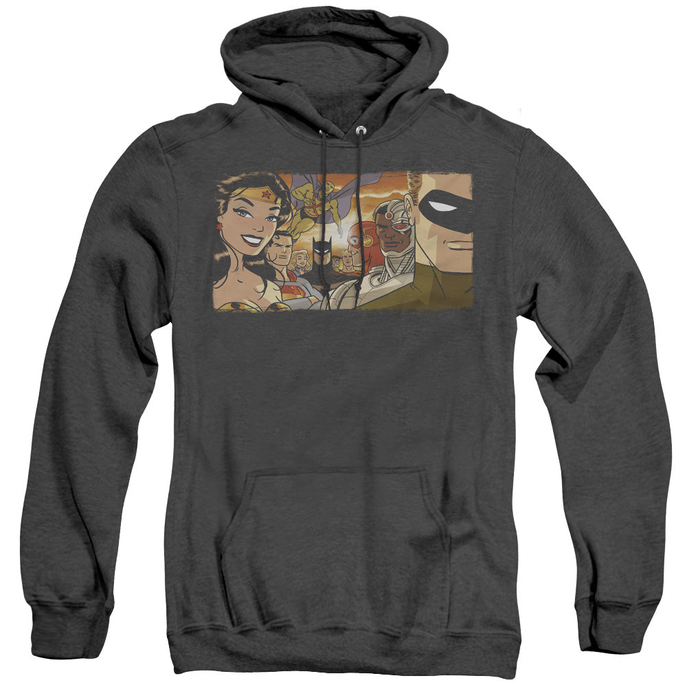 Justice League Of America Cinematic League Heather Mens Hoodie Black Officially Licensed