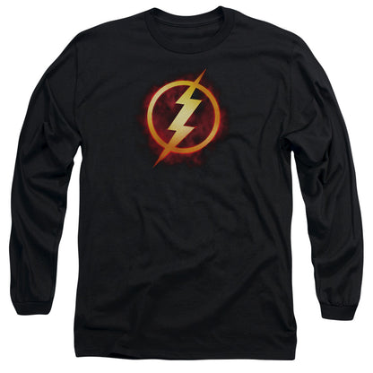 Jla Flash Title Mens Long Sleeve Shirt Black