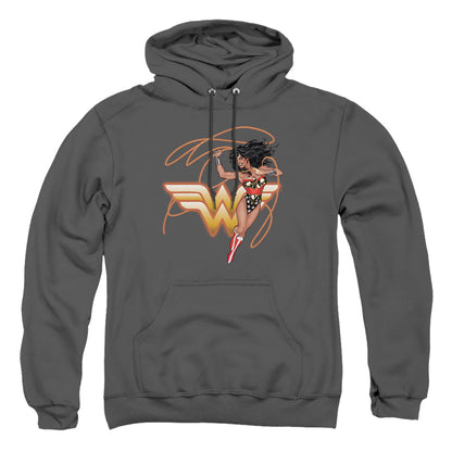 Justice League Of America Glowing Lasso Mens Hoodie Charcoal Officially Licensed