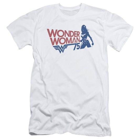 Wonder Woman Ww75 Silhouette Hbo Premium Bella Canvas Slim Fit Mens T Shirt White