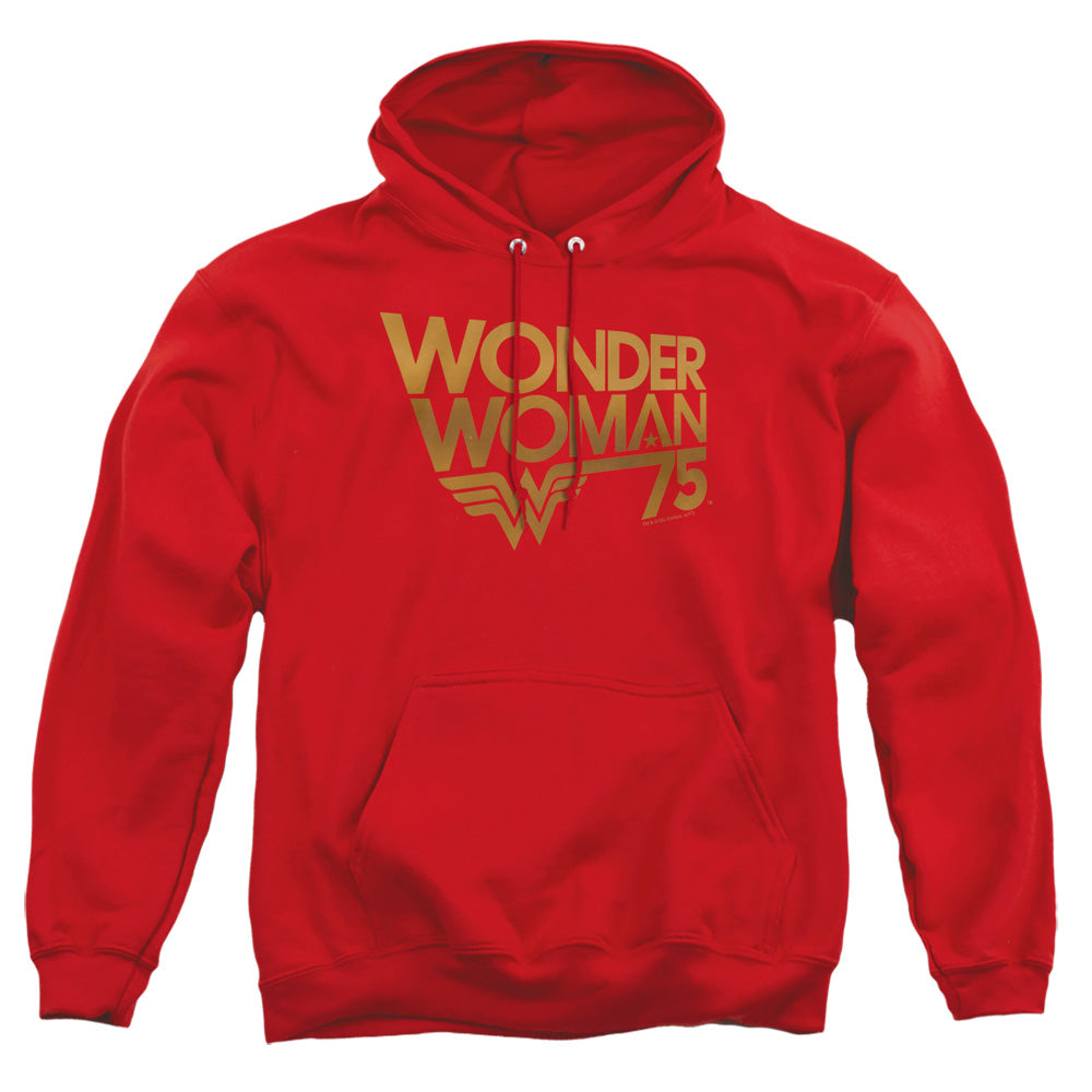 Wonder Woman Wonder Woman 75Th Anniversary Gold Logo Mens Hoodie Red Officially Licensed