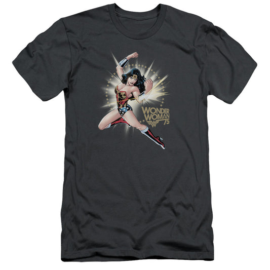 Wonder Woman Ww75 The Bracelets Of Submission Hbo Premium Bella Canvas Slim Fit Mens T Shirt Charcoal