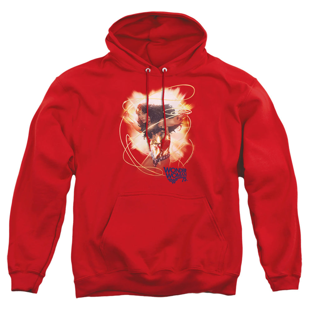 Wonder Woman 75Th Burst Mens Hoodie Red Officially Licensed