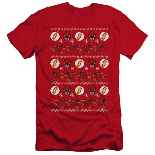 Dc Flash The Flash Ugly Christmas Sweater Hbo Premium Bella Canvas Slim Fit Mens T Shirt Red