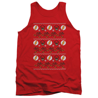 Dc Flash The Flash Ugly Christmas Sweater Mens Tank Top Shirt Red