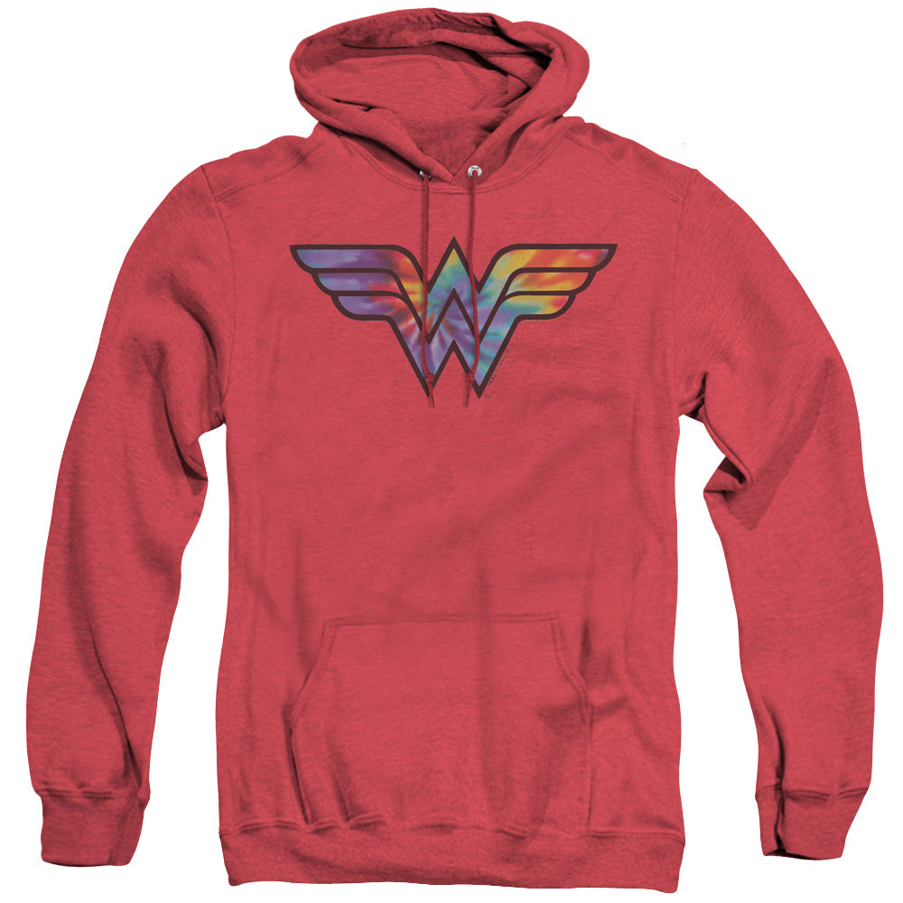 Dc Wonder Woman Wonder Woman Tie Dye Logo Heather Mens Hoodie Red Officially Licensed