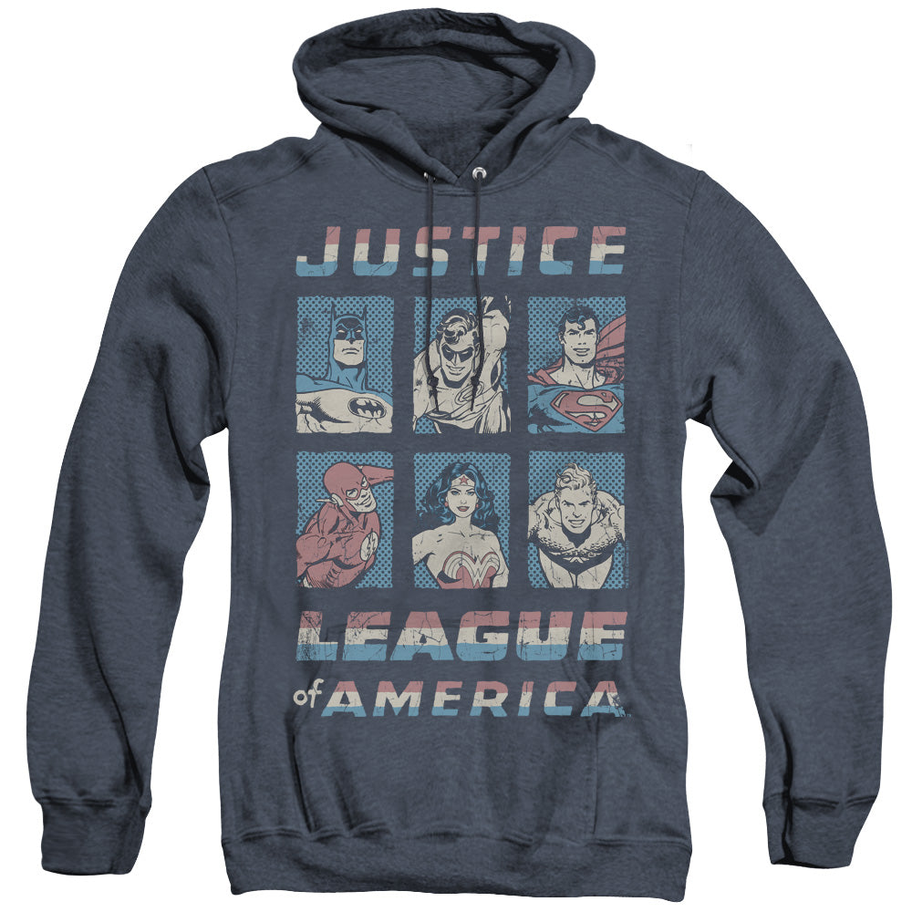 Justice League Of America American League Heather Mens Hoodie Navy Officially Licensed