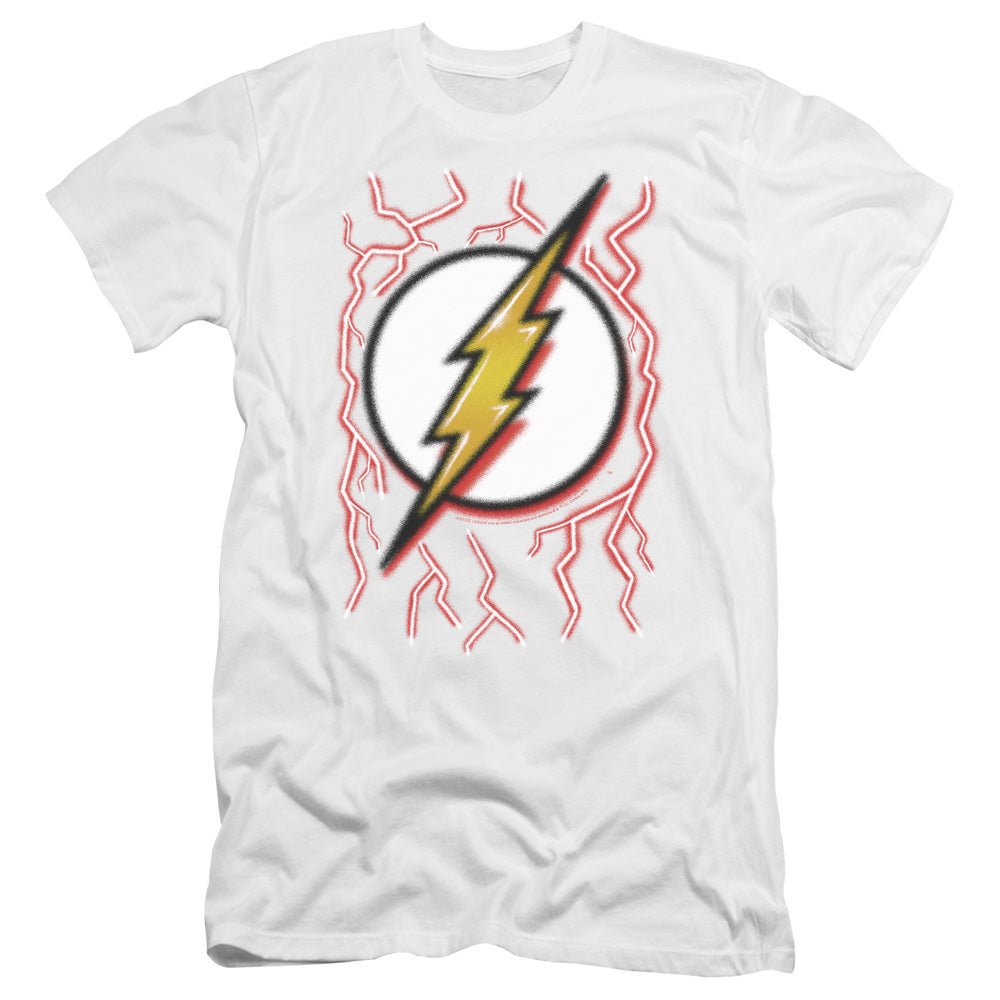 Dc Flash Airbrush Bolt Hbo Premium Bella Canvas Slim Fit Mens T Shirt White