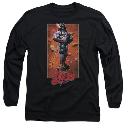 Jla Lobo Pose Mens Long Sleeve Shirt Black Officially Licensed