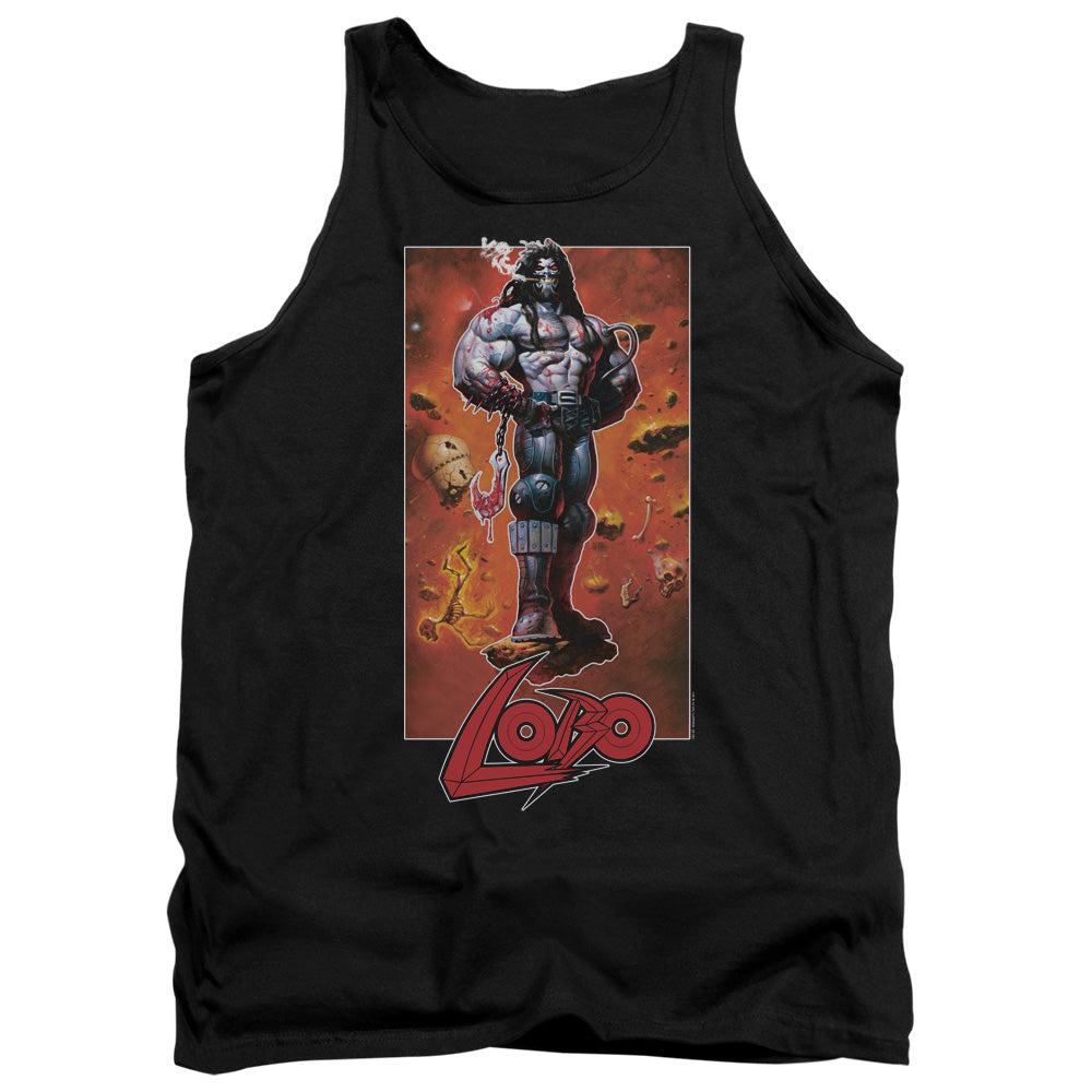 Justice League Assemble Lobo Pose Mens Tank Top Shirt Black