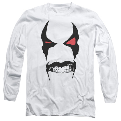 Jla Lobo Face Mens Long Sleeve Shirt White Officially Licensed