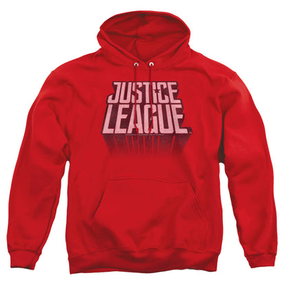 Justice League Movie League Distressed Mens Hoodie Red Officially Licensed
