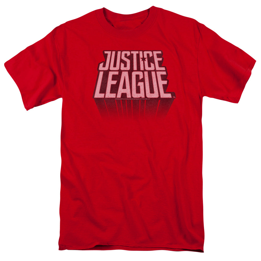 Justice League Movie League Distressed Mens T Shirt Red