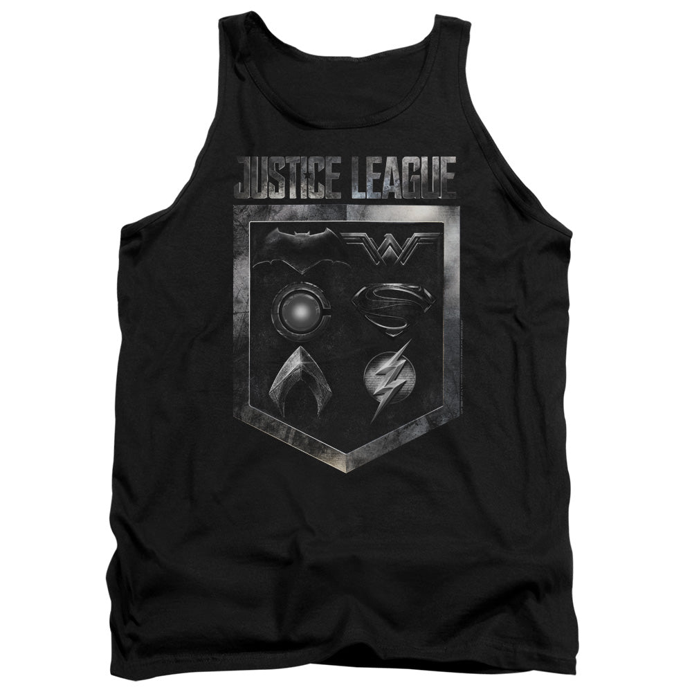 Justice League Movie Shield Of Emblems Mens Tank Top Shirt Black