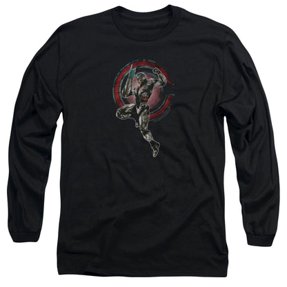 Justice League Movie Cyborg Mens Long Sleeve Shirt Black Officially Licensed Officially Licensed