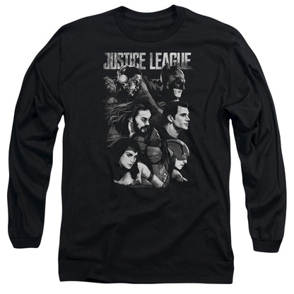 Justice League Movie Pushing Forward Mens Long Sleeve Shirt Black Officially Licensed Officially Licensed