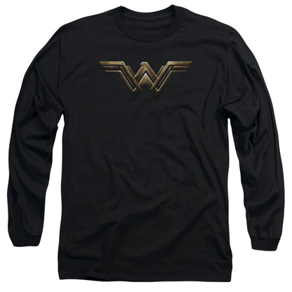 Justice League Movie Wonder Woman Logo Mens Long Sleeve Shirt Black Officially Licensed Officially Licensed
