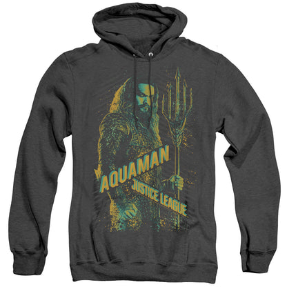 Justice League Movie Aquaman Heather Mens Hoodie Black Officially Licensed