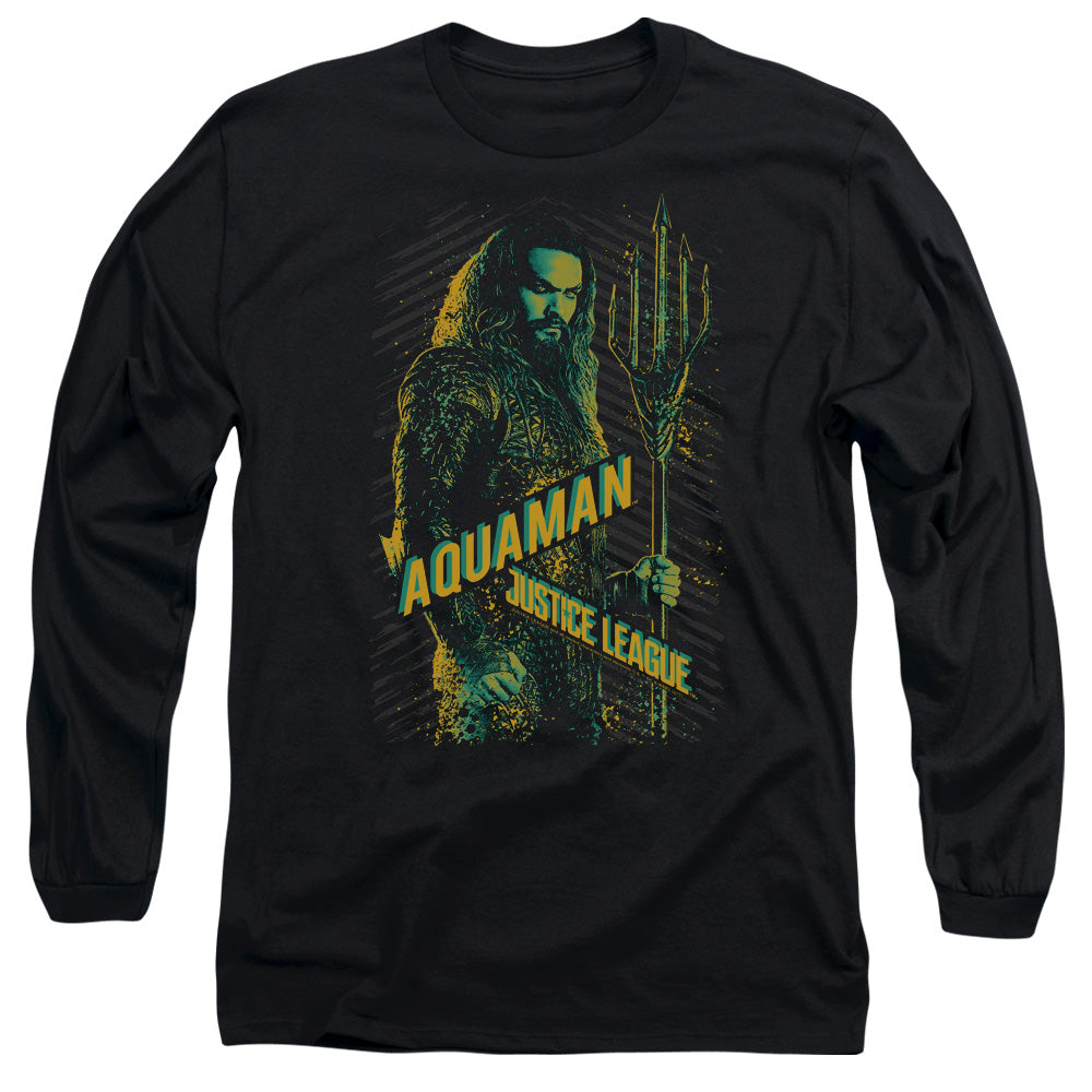 Justice League Movie Aquaman Mens Long Sleeve Shirt Black