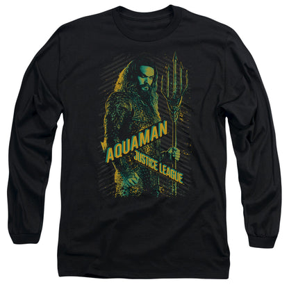 Justice League Movie Aquaman Mens Long Sleeve Shirt Black Officially Licensed Officially Licensed