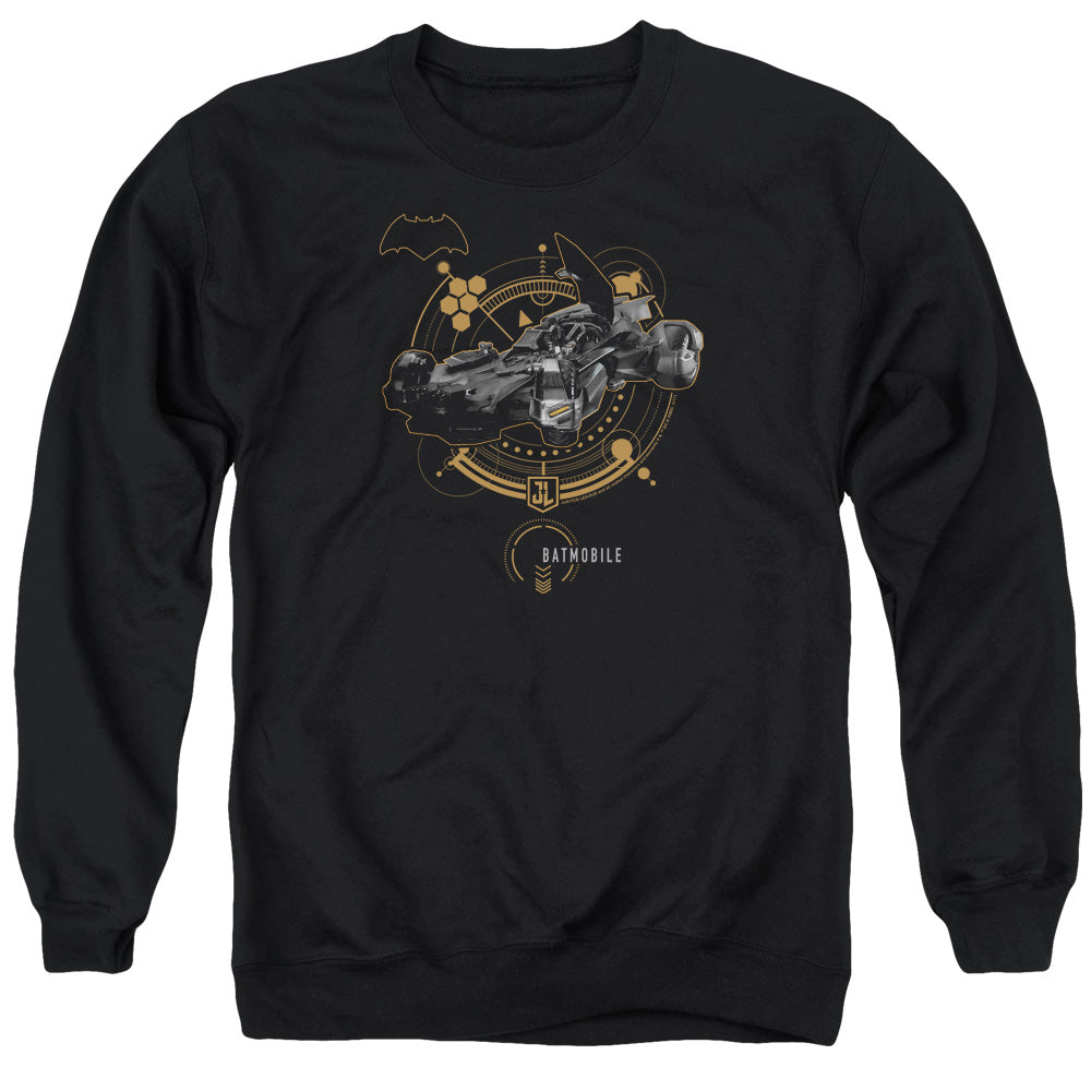 Justice League Movie Batmobile Mens Crewneck Sweatshirt Black Officially Licensed