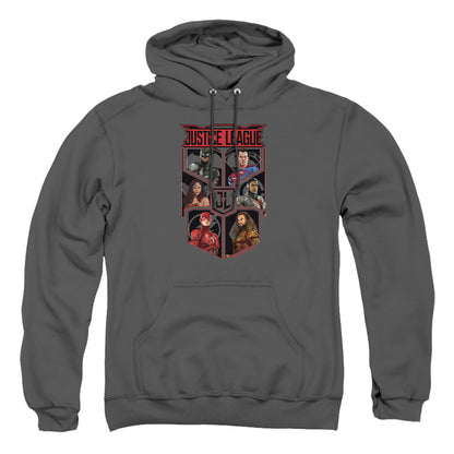 Justice League Movie League Of Six Mens Hoodie Charcoal Officially Licensed