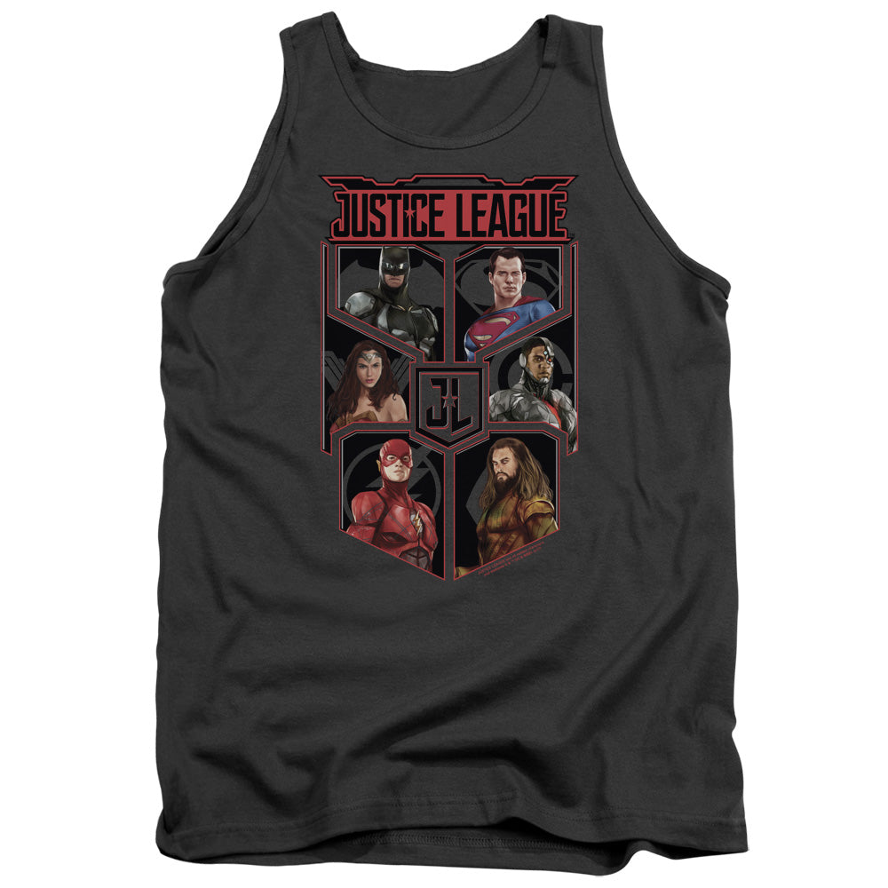 Justice League Movie League Of Six Mens Tank Top Shirt Charcoal