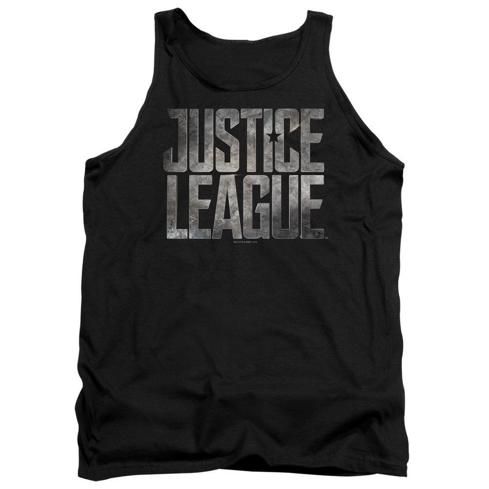 Justice League Movie Metal Logo Mens Tank Top Shirt Black