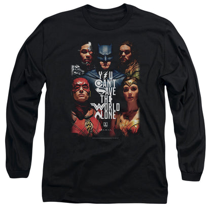 Justice League Movie Save The World Poster Mens Long Sleeve Shirt Black Officially Licensed Officially Licensed