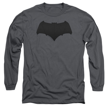 Justice League Movie Batman Logo Mens Long Sleeve Shirt Charcoal Officially Licensed Officially Licensed