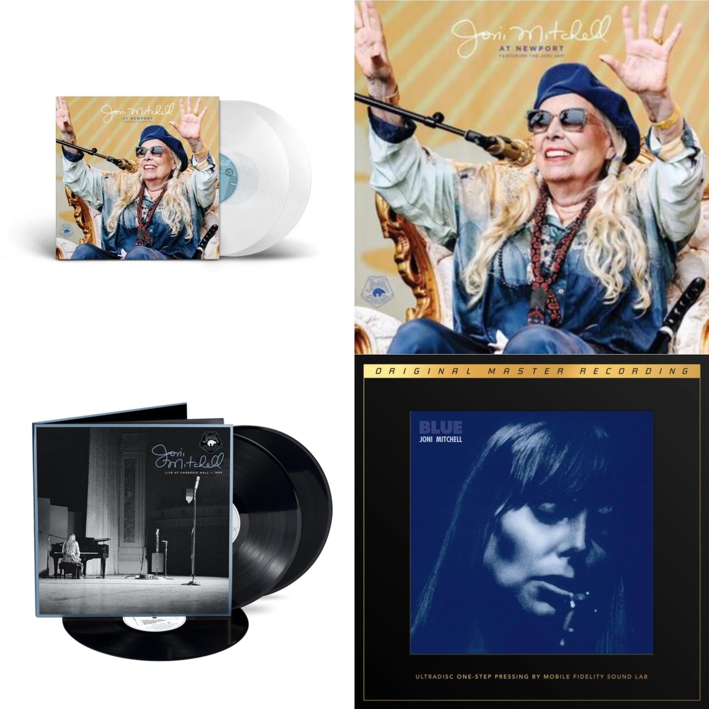 Joni Mitchell - At Newport (2LP/Clear Vinyl) & At Newport (2LP) & Live At Carnegie Hall 1969 (3LP) & Blue (2LP Box/180G/45RPM Supervinyl Ultradisc One-Step/Limited/Numbered)