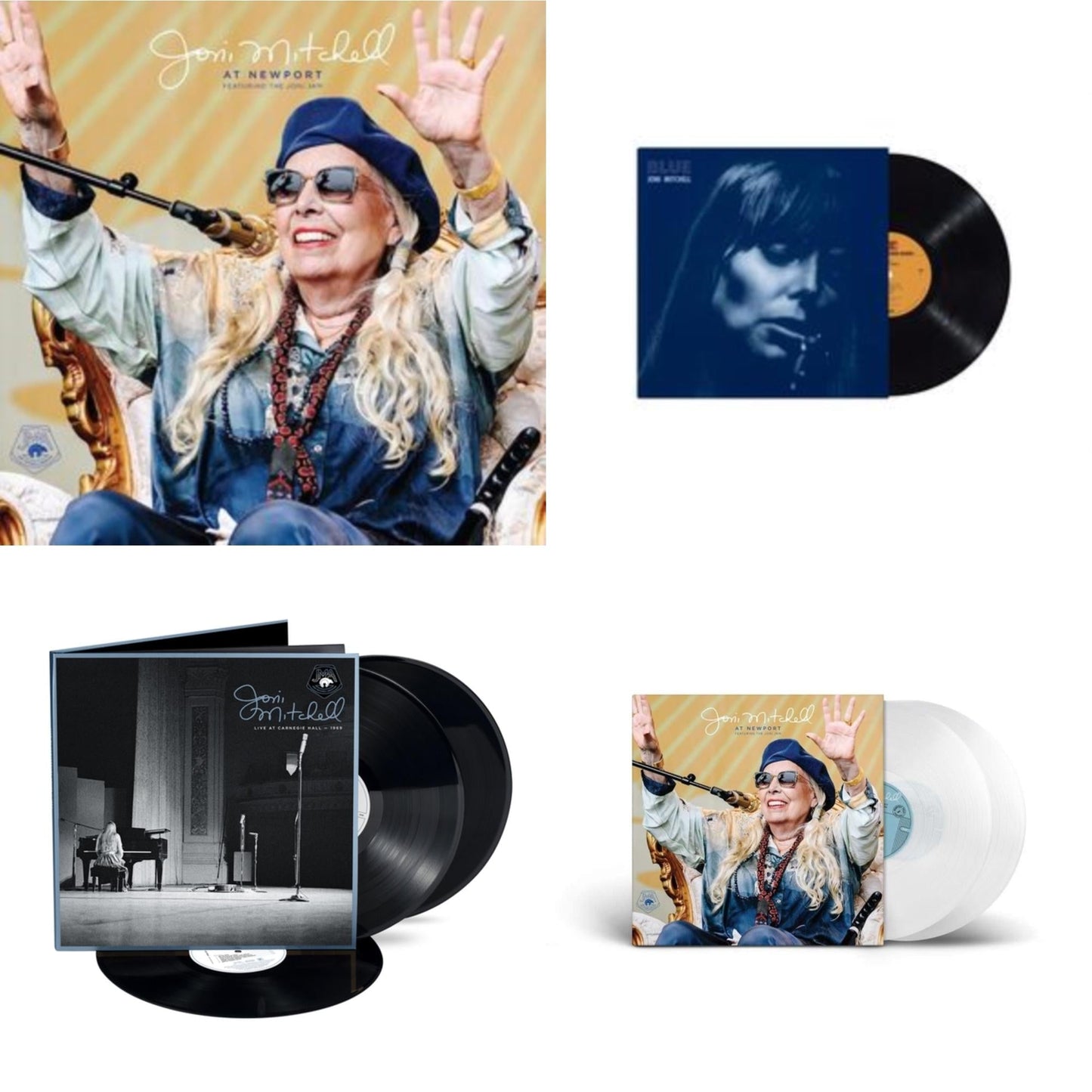 Joni Mitchell - At Newport (2LP/Clear Vinyl) & At Newport (2LP) & Blue & Live At Carnegie Hall 1969 (3LP)