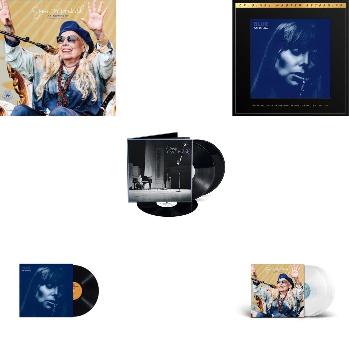 Joni Mitchell - At Newport (2LP) & Blue & Live At Carnegie Hall 1969 (3LP) & Blue (2LP Box/180G/45RPM Supervinyl Ultradisc One-Step/Limited/Numbered) & At Newport (2LP/Clear Vinyl)