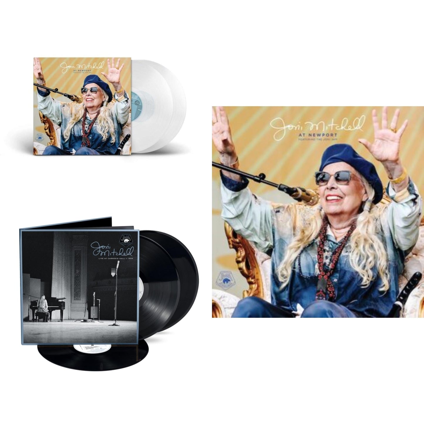 Joni Mitchell - At Newport (2LP/Clear Vinyl) & Live At Carnegie Hall 1969 (3LP) & At Newport (2LP)