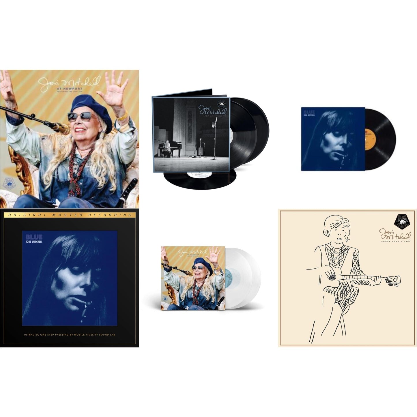 Joni Mitchell - At Newport (2LP/Clear Vinyl) & At Newport (2LP) & Blue & Live At Carnegie Hall 1969 (3LP) & Early Joni - 1963 & Blue (2LP Box/180G/45RPM Supervinyl Ultradisc One-Step/Limited/Numbered)